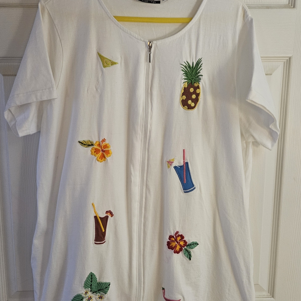 Embroidered White Swim Coverup